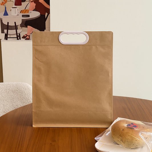 2-Cup Kraft Paper Takeaway Bags with Button Handle
