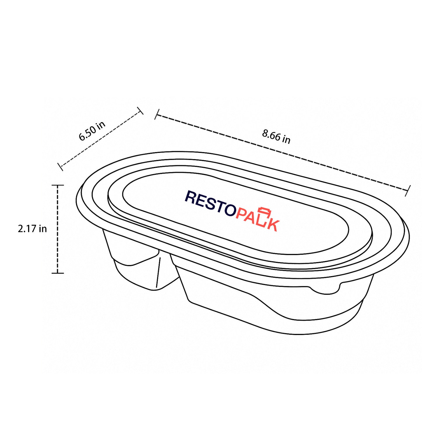 24 oz Cornstarch Salad Container – 2 Compartments