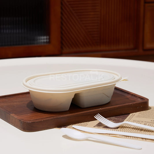 24 oz Cornstarch Salad Container – 2 Compartments