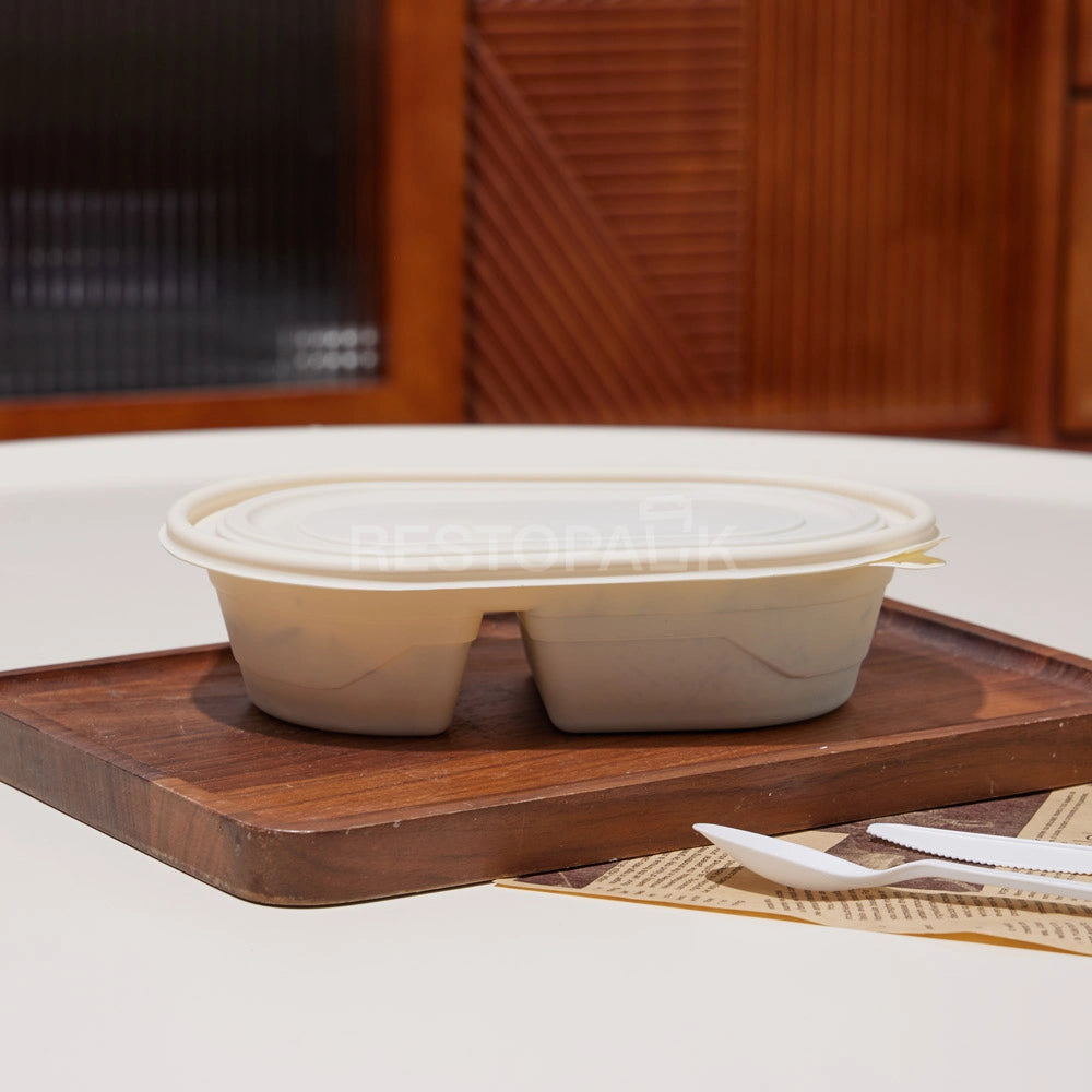 24 oz Cornstarch Salad Container – 2 Compartments