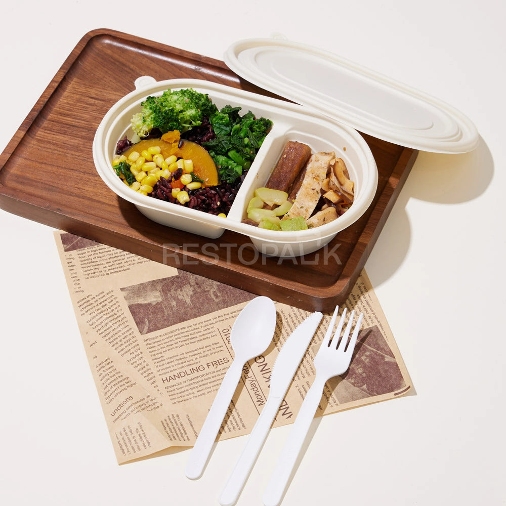 24 oz Cornstarch Salad Container – 2 Compartments