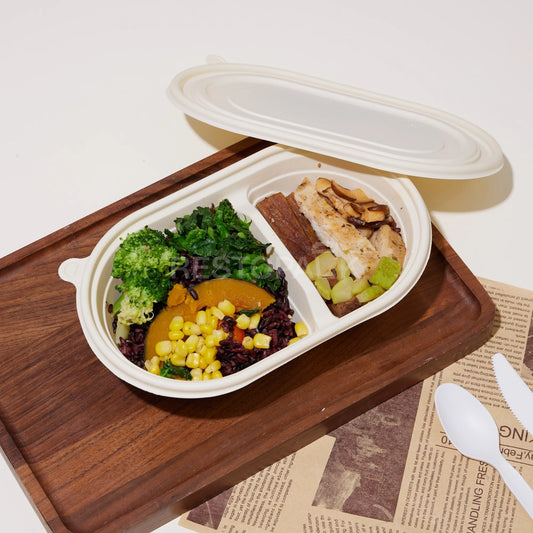 24 oz Cornstarch Salad Container – 2 Compartments