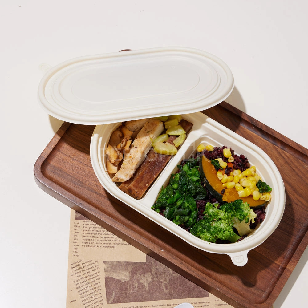 24 oz Cornstarch Salad Container – 2 Compartments