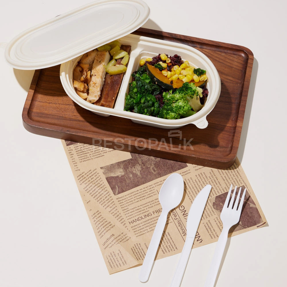 24 oz Cornstarch Salad Container – 2 Compartments