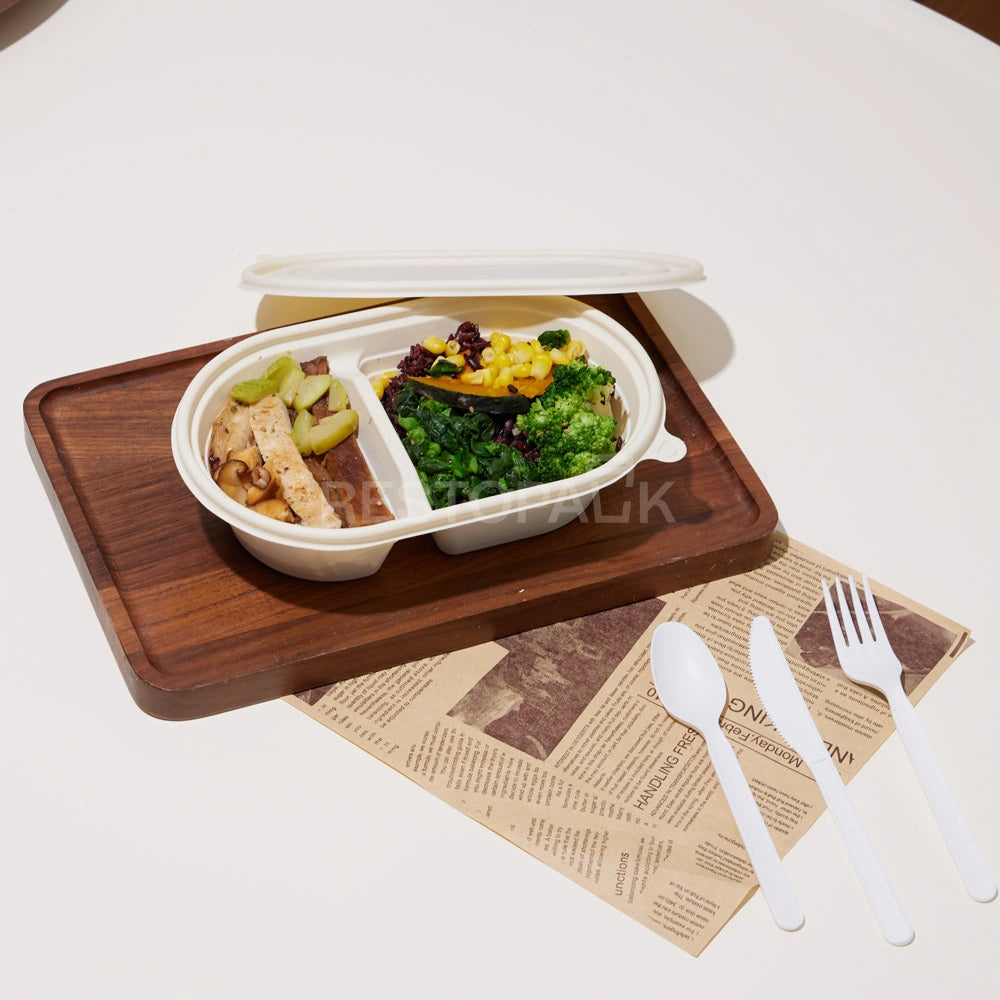24 oz Cornstarch Salad Container – 2 Compartments