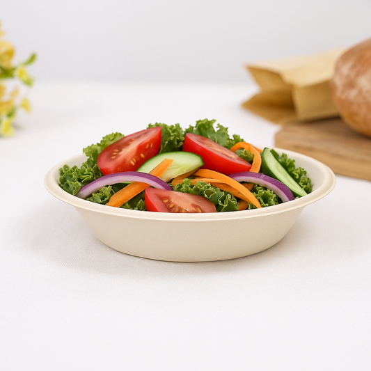 25 oz Sugarcane Pulp Bowl – Compostable Bagasse Food Container