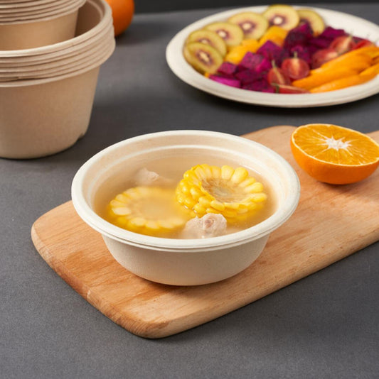 25 oz Sugarcane Pulp Bowl – Compostable Bagasse Food Container