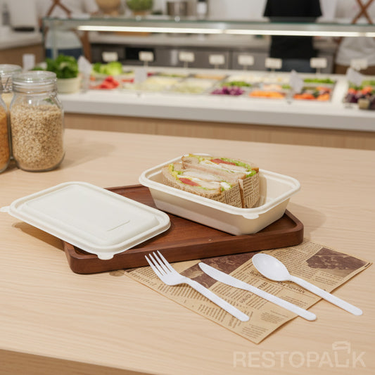 25 oz Square Cornstarch Food Container