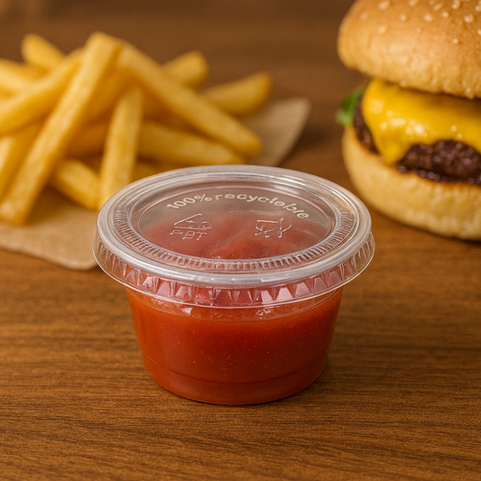 2 oz Disposable Clear Plastic Sauce Cup with Lid
