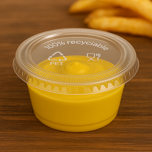 3.25 oz Disposable Clear Plastic Sauce Cup with Lid