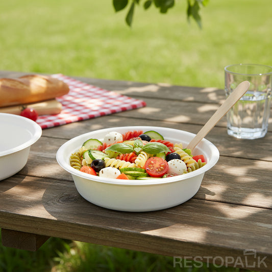 34 oz Sugarcane Pulp Bowl – Compostable Bagasse Food Container