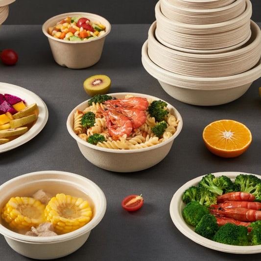 34 oz Sugarcane Pulp Bowl – Compostable Bagasse Food Container