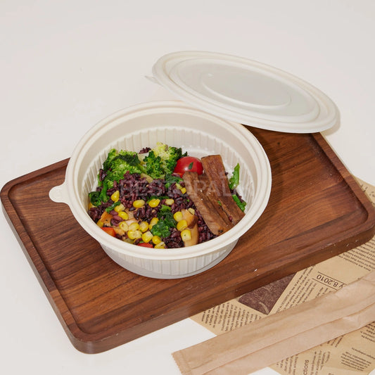 34 oz Round Cornstarch Food Container