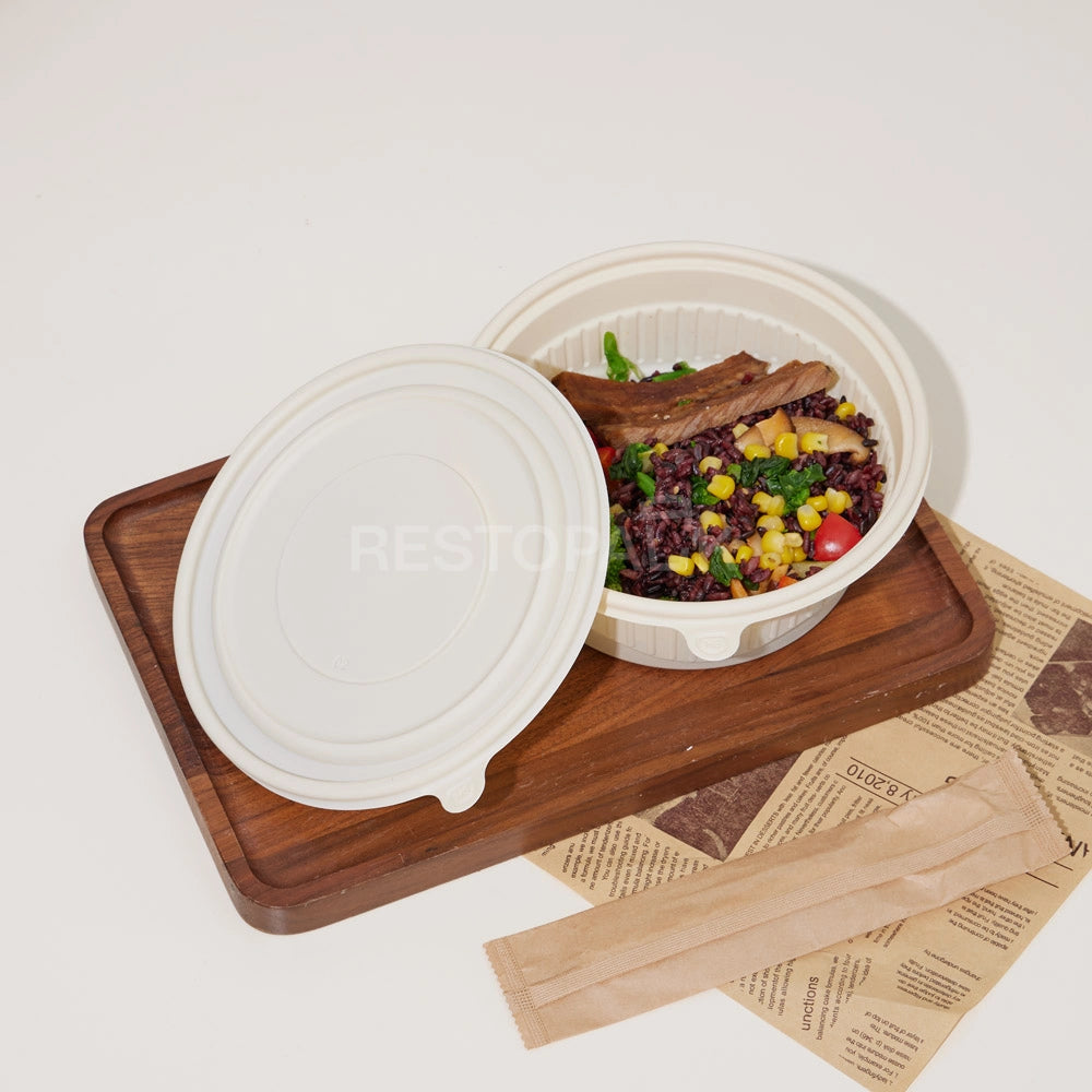 34 oz Round Cornstarch Food Container