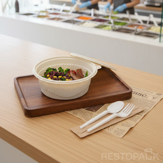 34 oz Round Cornstarch Food Container