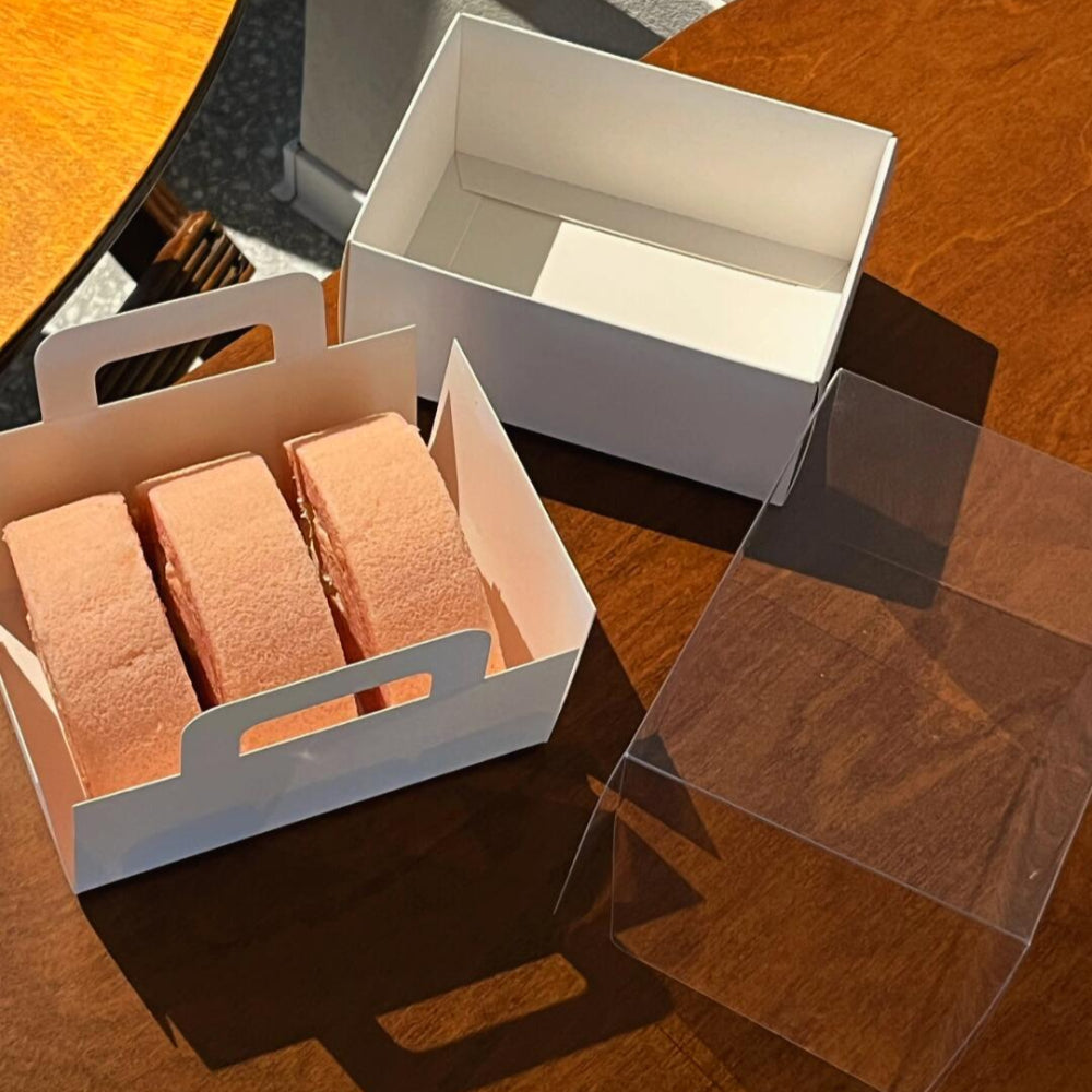 Clear Lid Cardboard Roll Cake Boxes with Handle