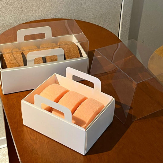 Clear Lid Cardboard Roll Cake Boxes with Handle