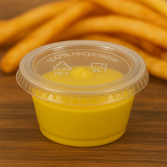4 oz Disposable Clear Plastic Sauce Cup with Lid