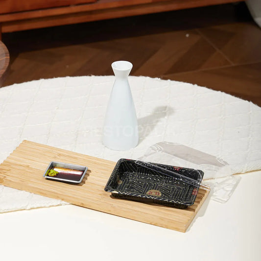 5 1/2" × 3 3/16" Clear Lid Plastic Sushi Trays with Printed Base