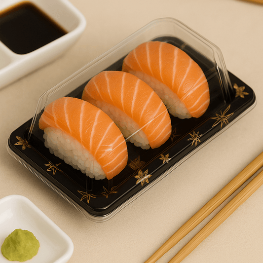 5 1/2" × 3 3/16" Clear Lid Plastic Sushi Trays