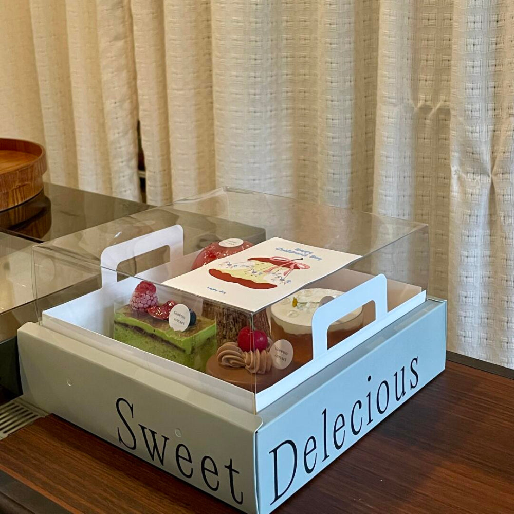 Clear Lid Cardboard Cake Box with Compartments