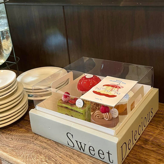 Clear Lid Cardboard Cake Box with Compartments