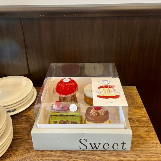 Clear Lid Cardboard Cake Box with Compartments