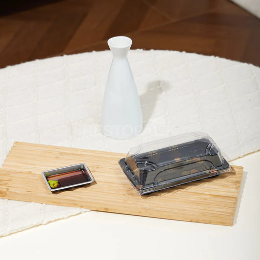 6 5/16" × 3 9/16" Clear Lid Plastic Sushi Trays with Printed Base
