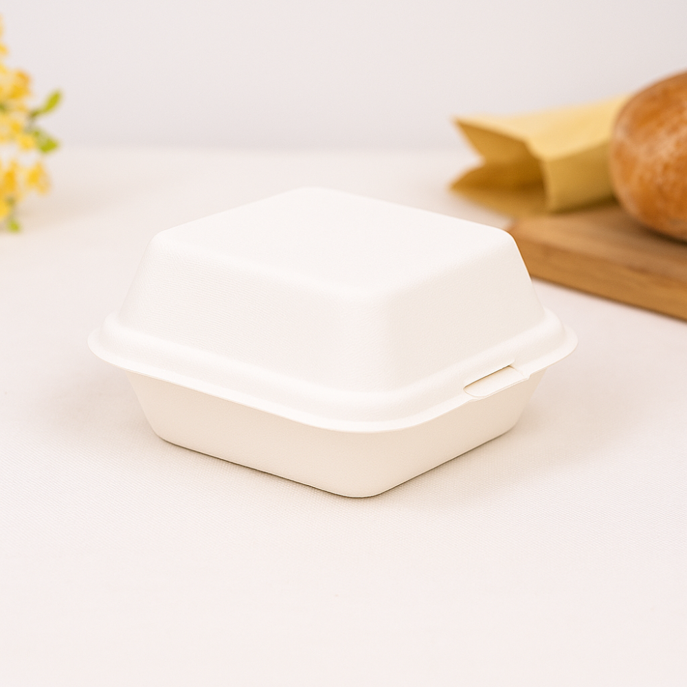 6" Compostable Sugarcane Lunch Container