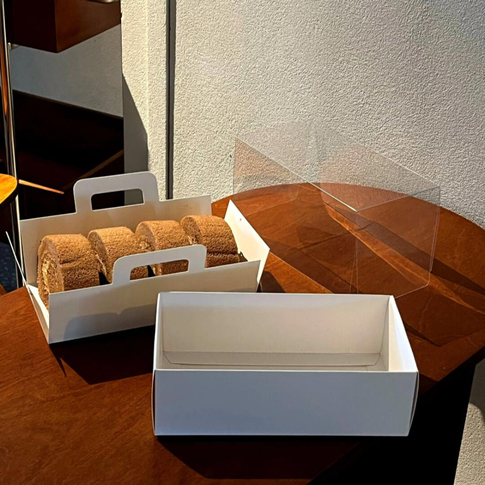 Clear Lid Cardboard Roll Cake Boxes with Handle