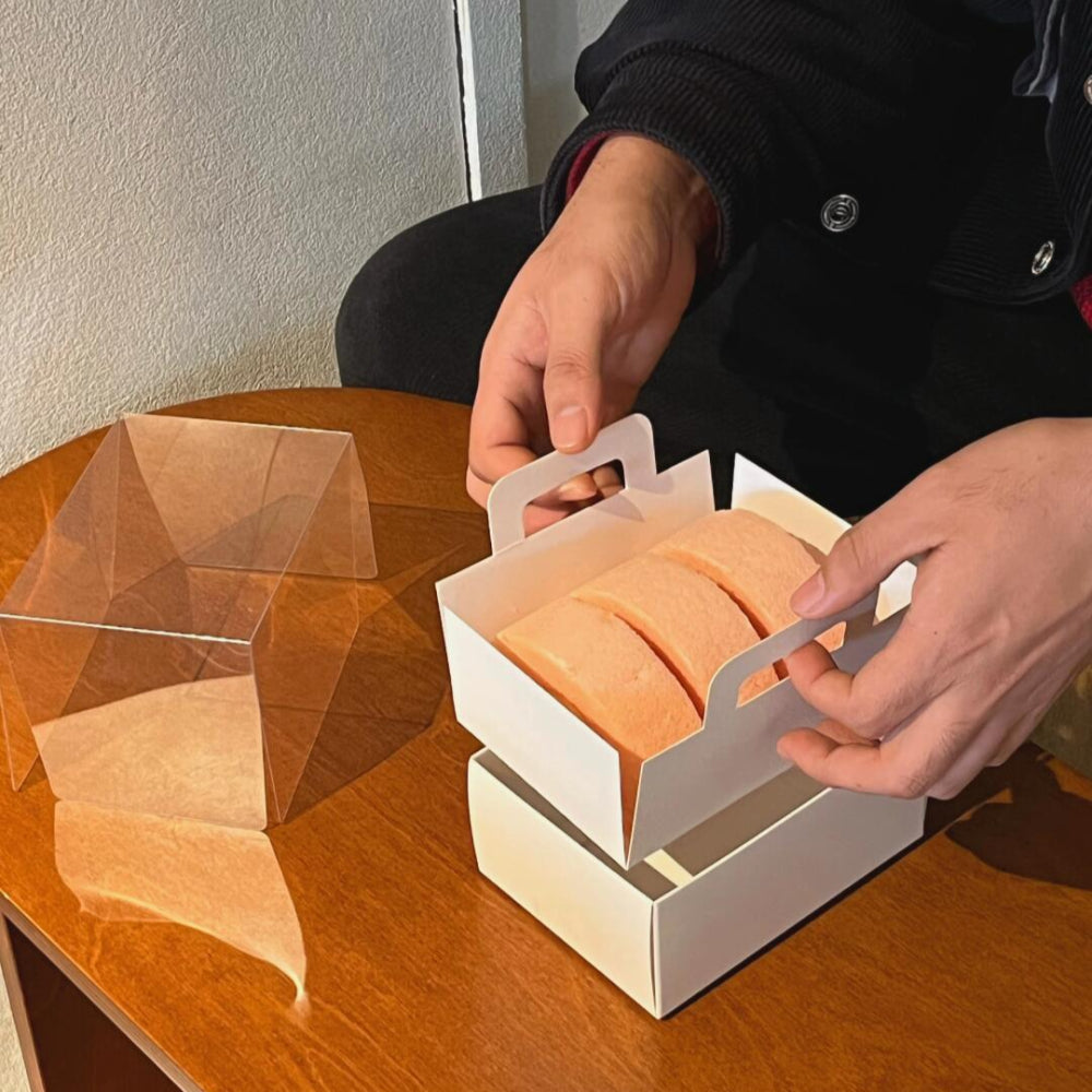 Clear Lid Cardboard Roll Cake Boxes with Handle