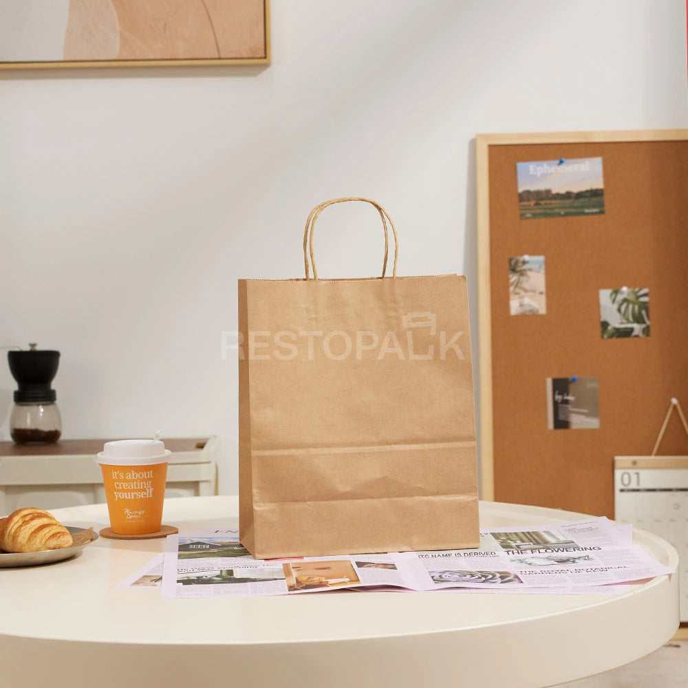 8 1/4" × 4 5/16" × 10 5/8" Tall Brown Kraft Paper Bag with Handles