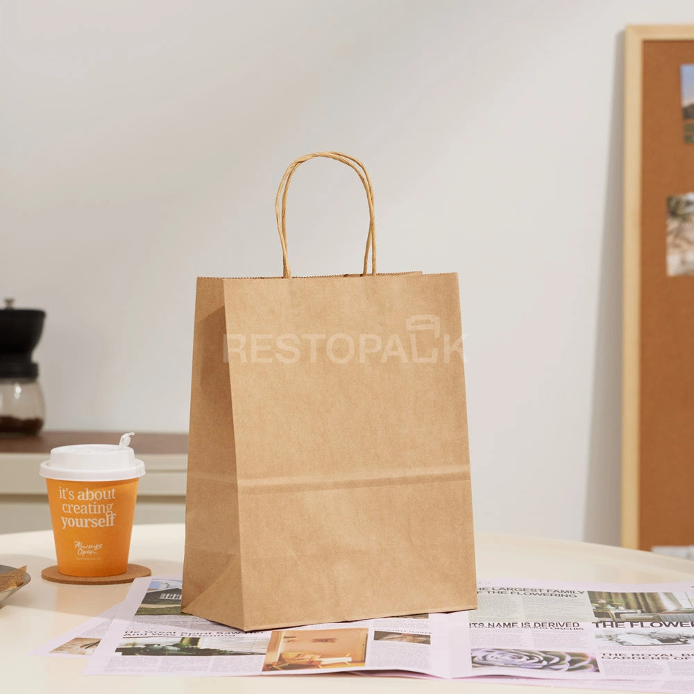 8 1/4" × 4 5/16" × 10 5/8" Tall Brown Kraft Paper Bag with Handles