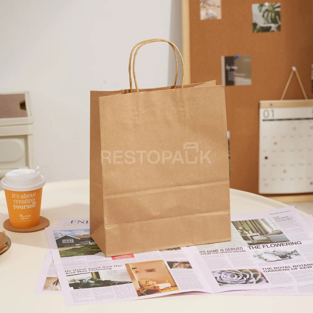 8 1/4" × 4 5/16" × 10 5/8" Tall Brown Kraft Paper Bag with Handles