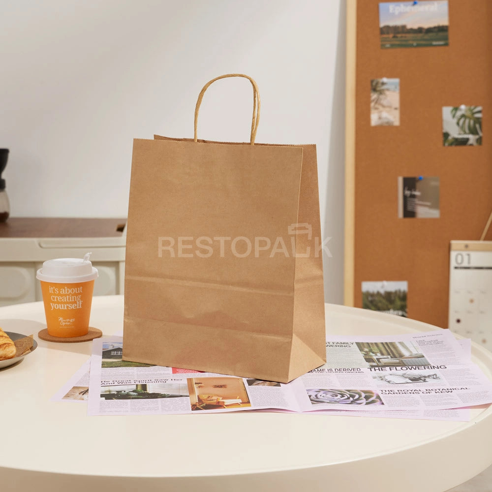 8 1/4" × 4 5/16" × 10 5/8" Tall Brown Kraft Paper Bag with Handles