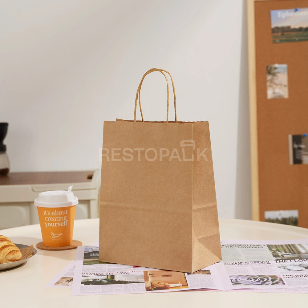 8 1/4" × 4 5/16" × 10 5/8" Tall Brown Kraft Paper Bag with Handles