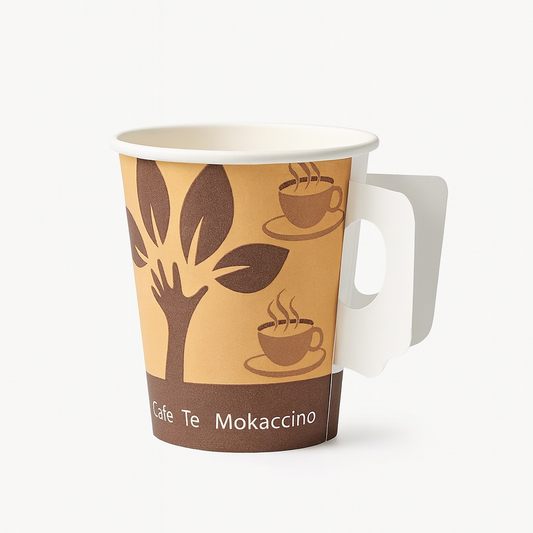 8 oz Heat-Resistant Paper Cup with Handle – Ideal for Hot Drinks