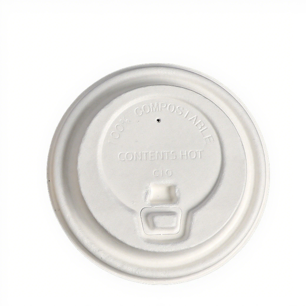 90mm Bagasse Molded Compostable Lid with Reclosable Sip Hole