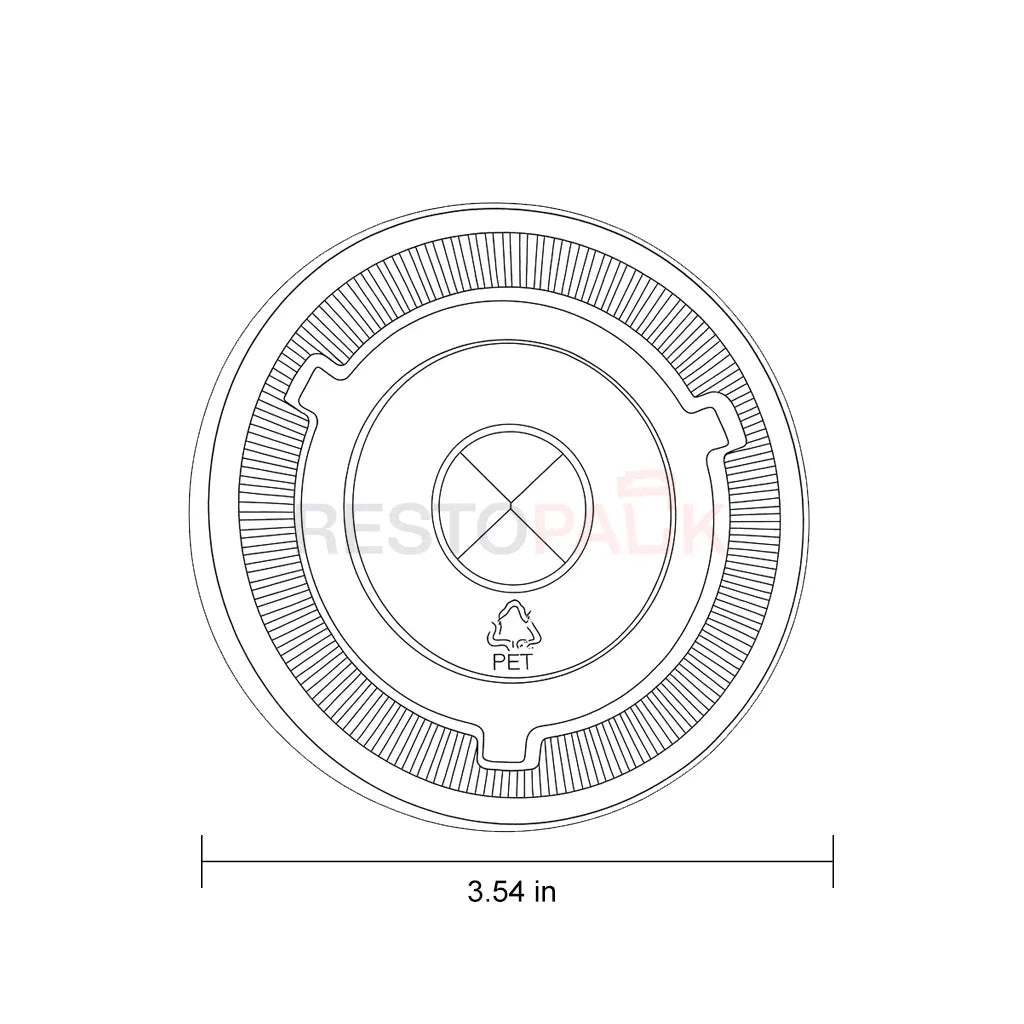 3.54 in PET Flat Lid with Straw Slot