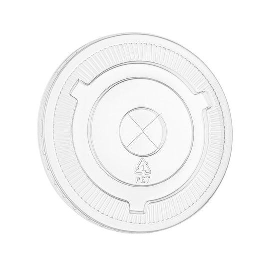3.86 in PET Flat Lid with Straw Slot Lid