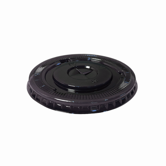 98mm Black PET Flat Lid with Straw Slot