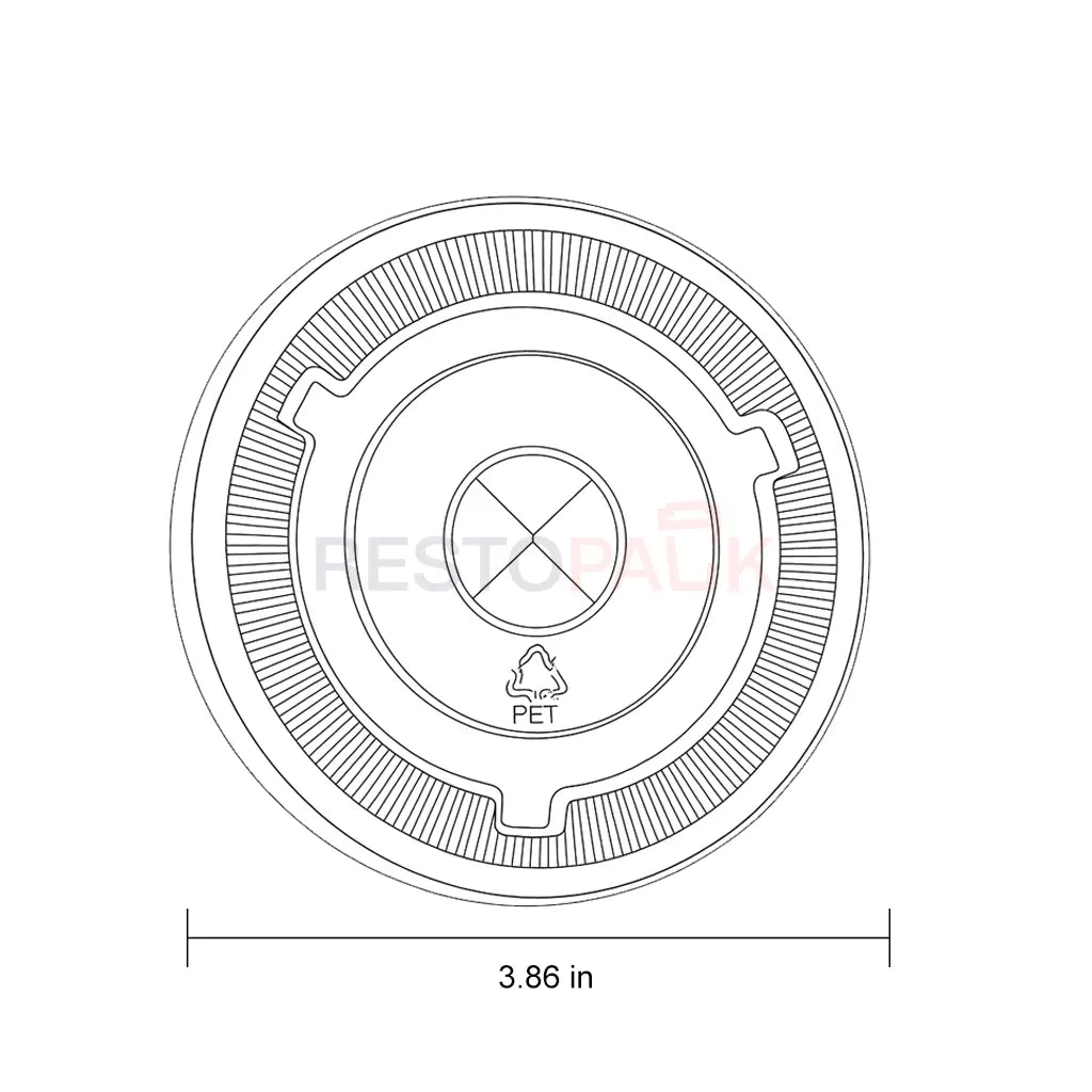3.86 in PET Flat Lid with Straw Slot Lid