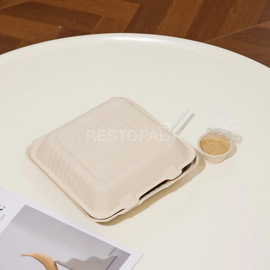 9" Compostable Sugarcane Bagasse Square Food Box