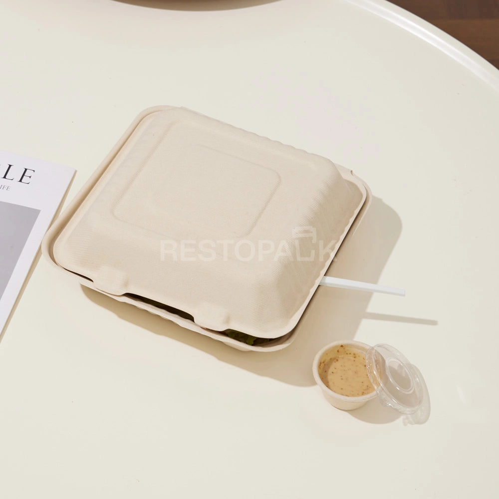 9" Compostable Sugarcane Bagasse Square Food Box