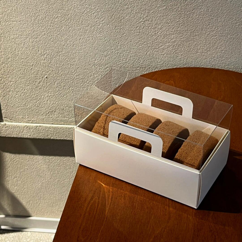 Clear Lid Cardboard Roll Cake Boxes with Handle