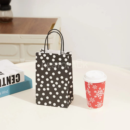 Black Polka Dot Paper Gift Bag with Twisted Handles