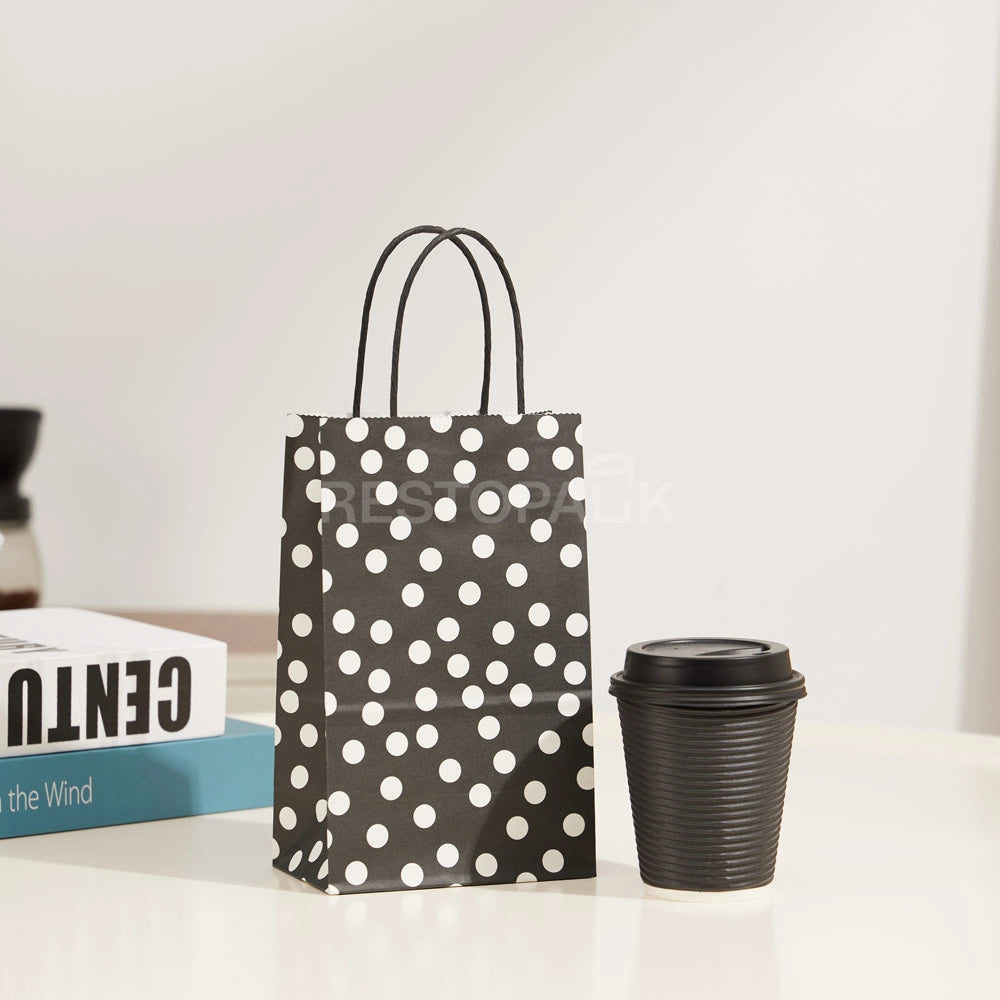 Black Polka Dot Paper Gift Bag with Twisted Handles