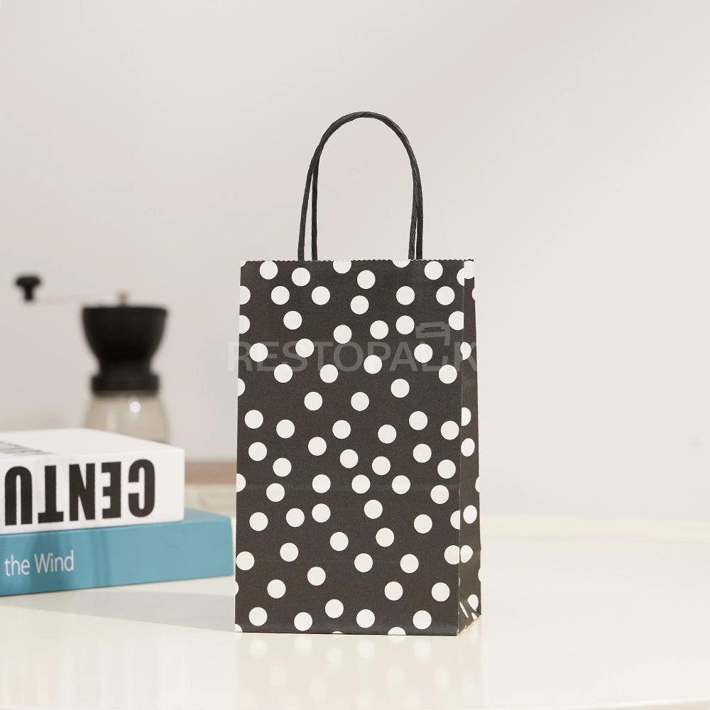 Black Polka Dot Paper Gift Bag with Twisted Handles