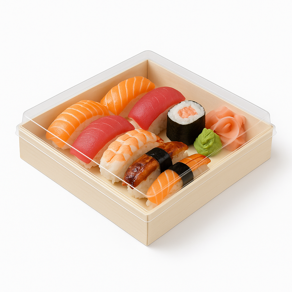 10 5/8" × 10 5/8" Wooden Sushi Boxes