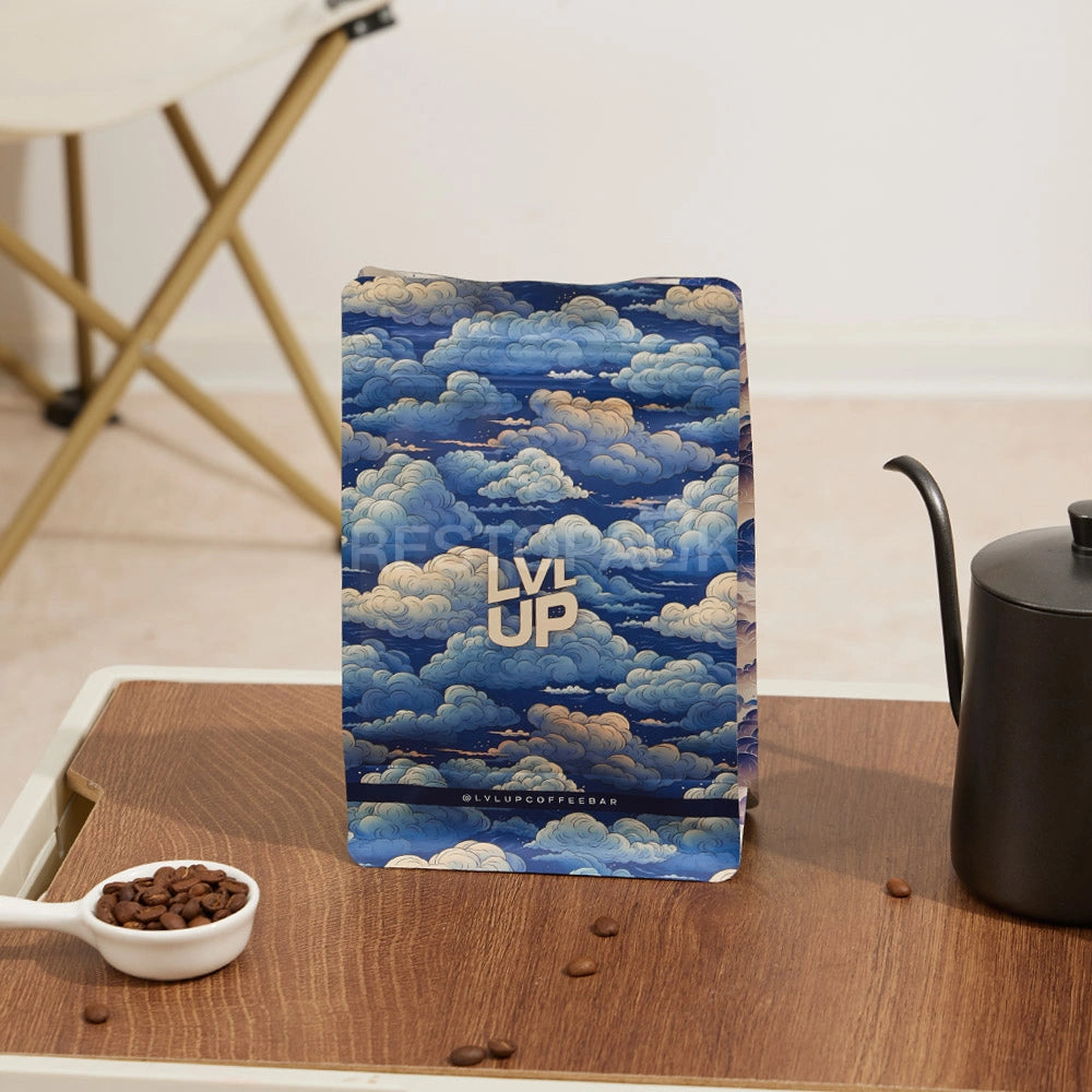 Cloud Pattern Flat Bottom Coffee Bag with Zipper